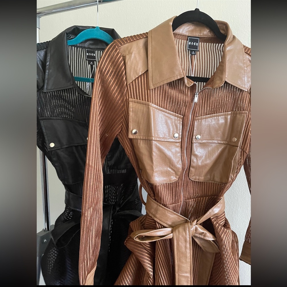 Tan Mesh Trench Coat with belt